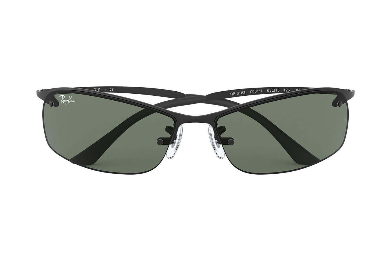 RAY BAN RB3183 with Matte Black Frame and Green Classic Lenses